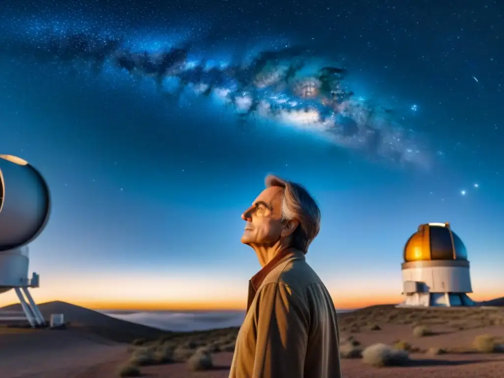 Carl Sagan frente al telescopio, maravillado por la exploración del universo en profundidad