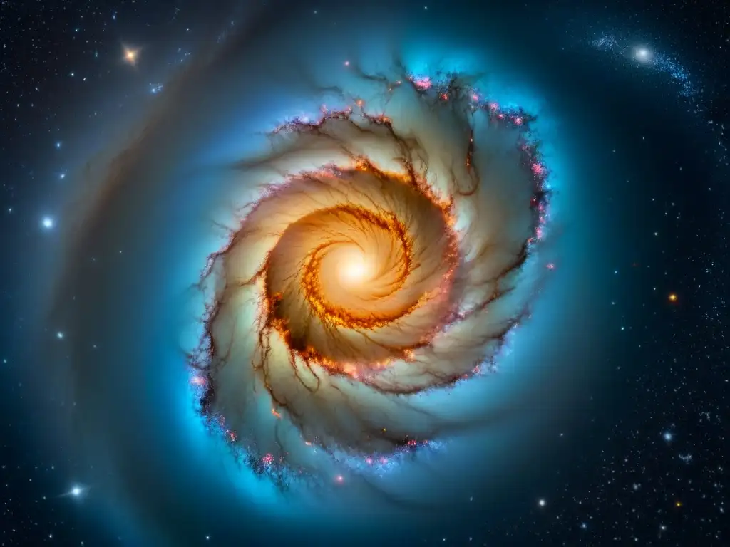 Interpretación de una galaxia espiral majestuosa capturada por un telescopio