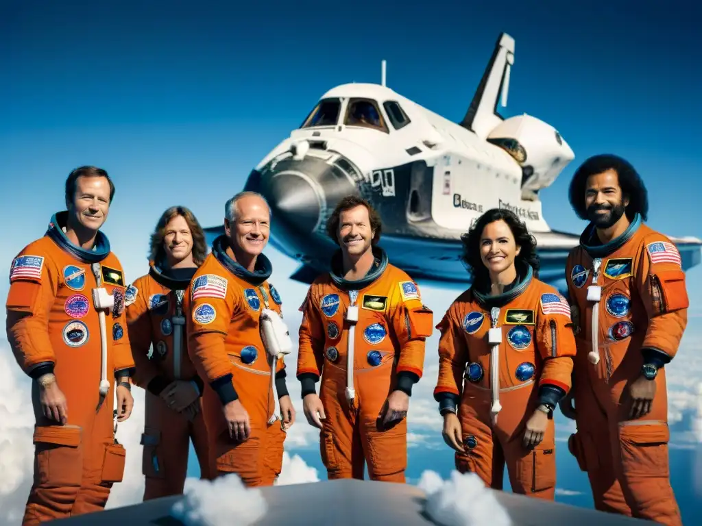 Los héroes del Challenger: valientes astronautas listos para la misión en sus trajes naranjas icónicos