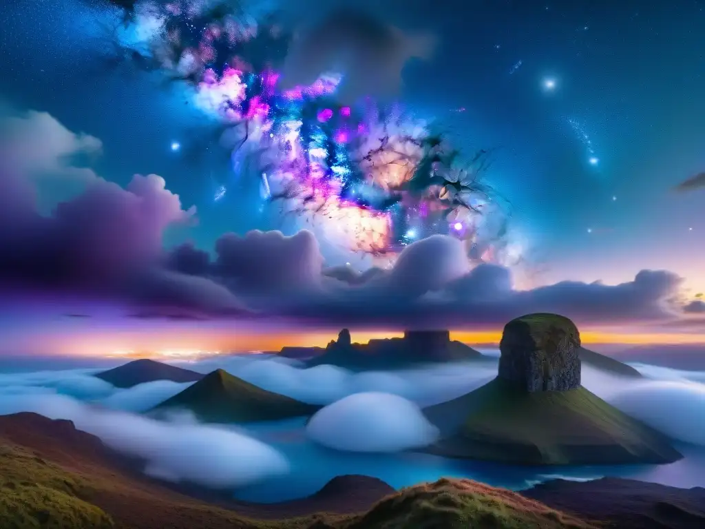 Esplendor cósmico: variable star, nebulosas y galaxias en timelapse Un hipnótico paisaje cósmico con estrellas variables en el universo, nebulosas y galaxias en vibrantes tonos azules, morados y rosados