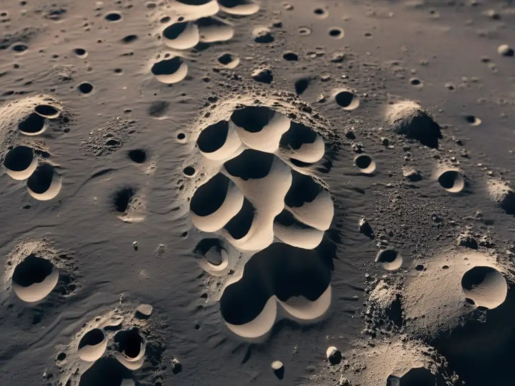 Huellas eternas de Charles Duke en la Luna, mostrando la intrincada forma y profundidad de sus pisadas lunares