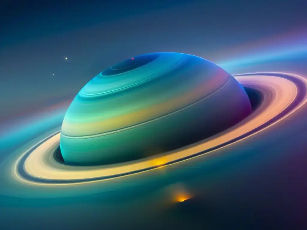 Imagen detallada del misterioso hexágono polar de Saturno, con sus colores vibrantes y atmósfera etérea