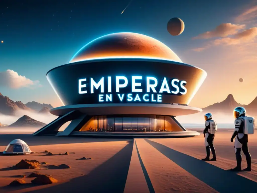 Una imagen detallada de un puerto espacial futurista con naves y viajeros espaciales, listos para partir en paquetes exclusivos