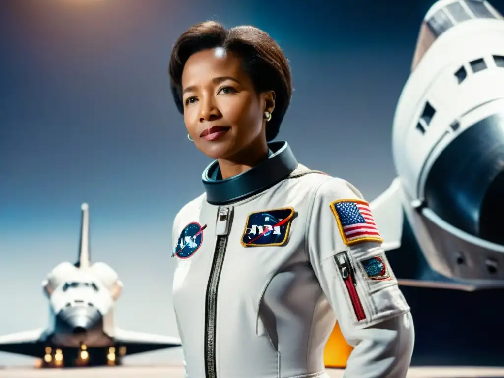 Una imagen impactante de la primera mujer afroamericana en el espacio, Mae Jemison, admirando la Tierra desde su traje de astronauta