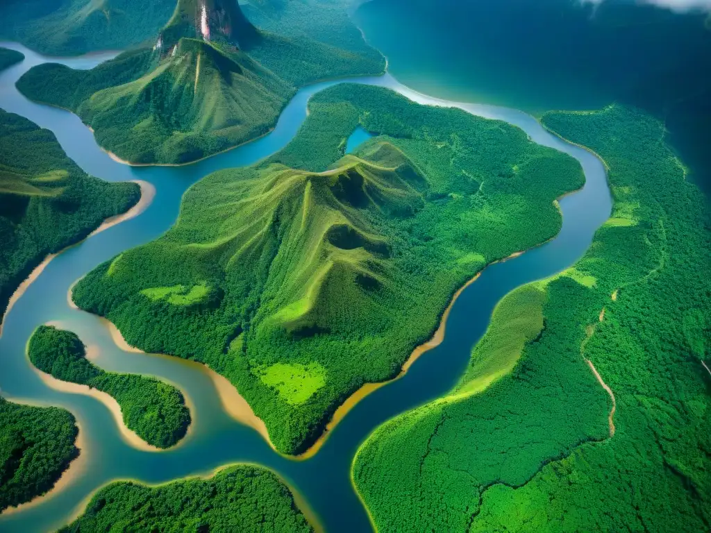 Amazonía desde el espacio: biodiversidad en detalle Imágenes satelitales para estudiar la Tierra: Vista impresionante de la red de selvas, ríos y montañas de la Cuenca del Amazonas desde el espacio