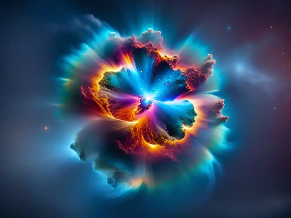 Impactante supernova: explosión estelar con vibrantes colores y energía en el espacio infinito