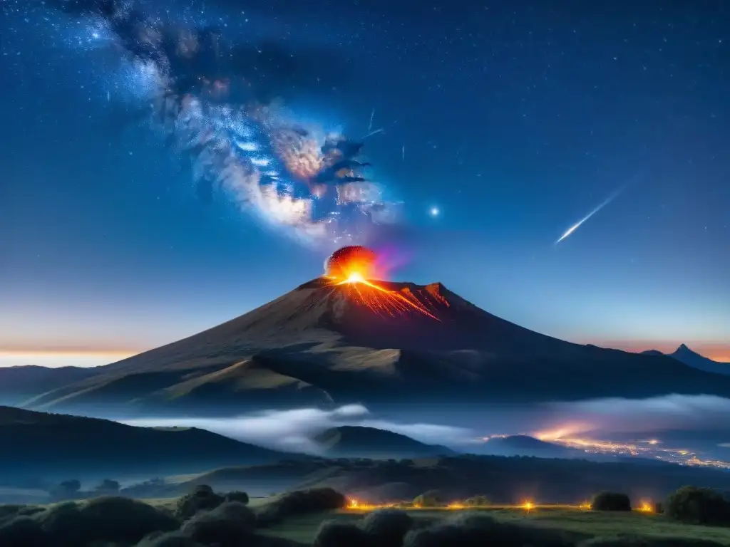 'Impactos de meteoritos en la Tierra: Imagen impactante de un meteorito ardiente surcando el cielo estrellado durante una lluvia de estrellas