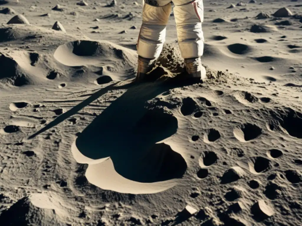 Impresión eterna de Charles Duke en la Luna, resaltando la huella lunar y la Tierra brillante al fondo