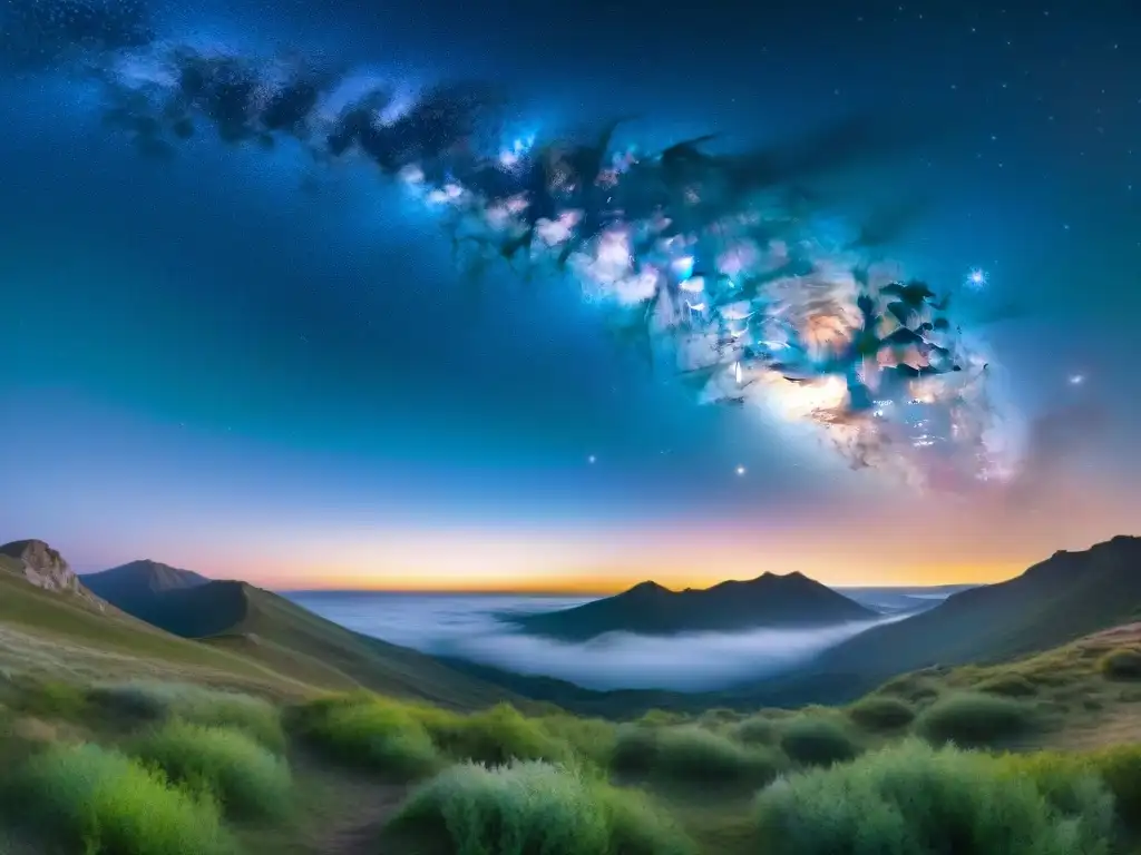 Un impresionante cielo estrellado con la Vía Láctea y la constelación de Orión, lleno de movimiento y color