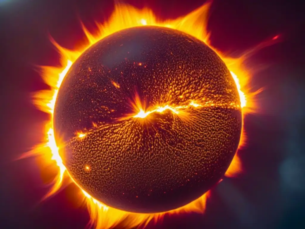 Un impresionante primer plano del sol, con misteriosos flares solares danzando en su superficie ardiente