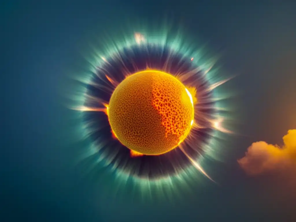 Un impresionante retrato ultrarresolución del sol, con impactantes manchas solares y llamaradas solares, ilustrando la relación con el clima terrestre