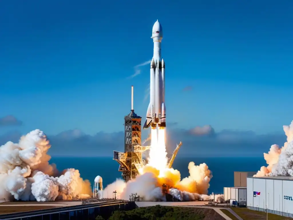 Increíble imagen del Falcon 9 despegando con sus aletas y logo SpaceX