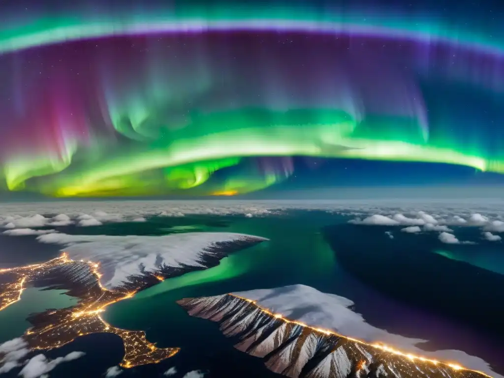 Increíbles auroras bailando en el espacio, con la Tierra curvándose abajo