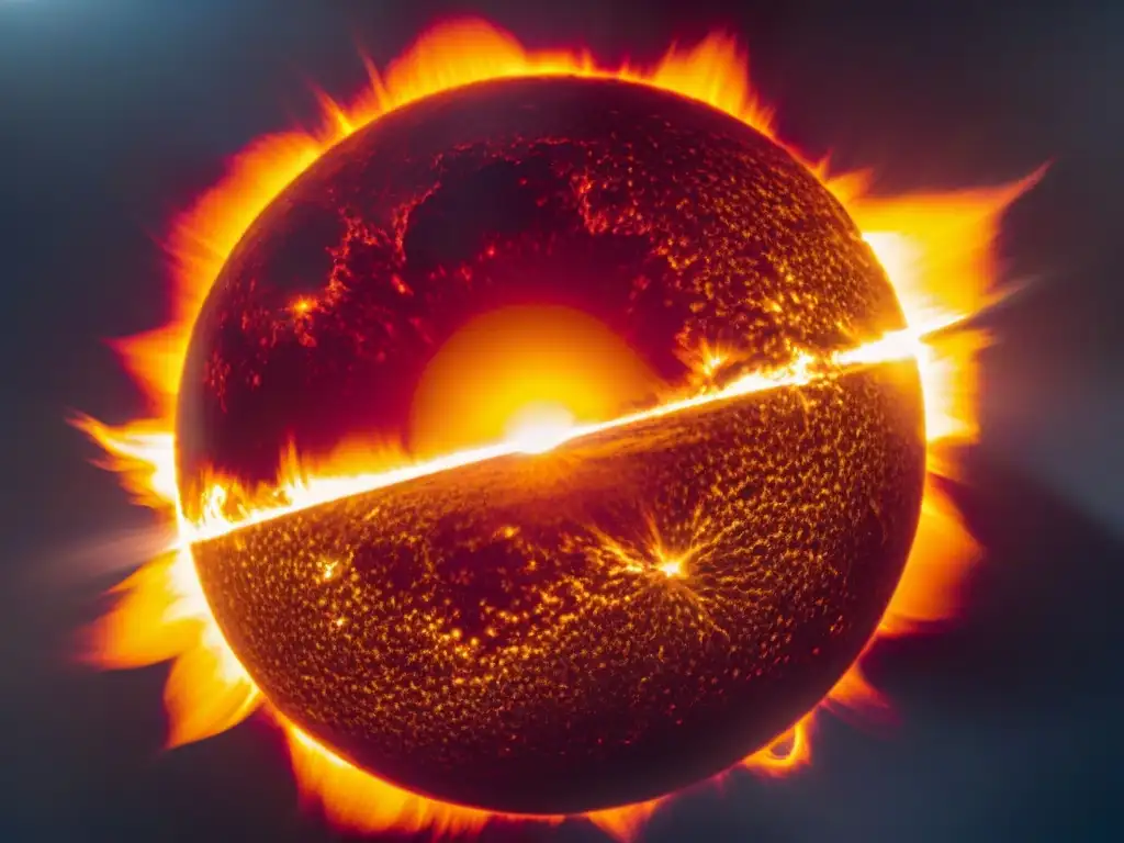 La influencia del Sol en la Tierra: una vista detallada de su superficie ardiente con impresionantes erupciones solares