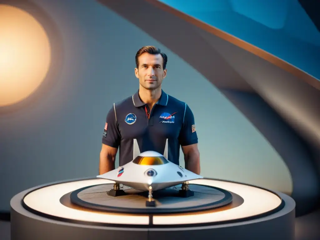 Maxime Faget junto a la nave Apolo: un legado de innovación espacial Maxime Faget, ingeniero aeroespacial, junto a la nave Apolo