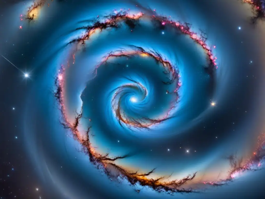 Explora la majestuosidad de una galaxia espiral con detallados brazos y brillante núcleo