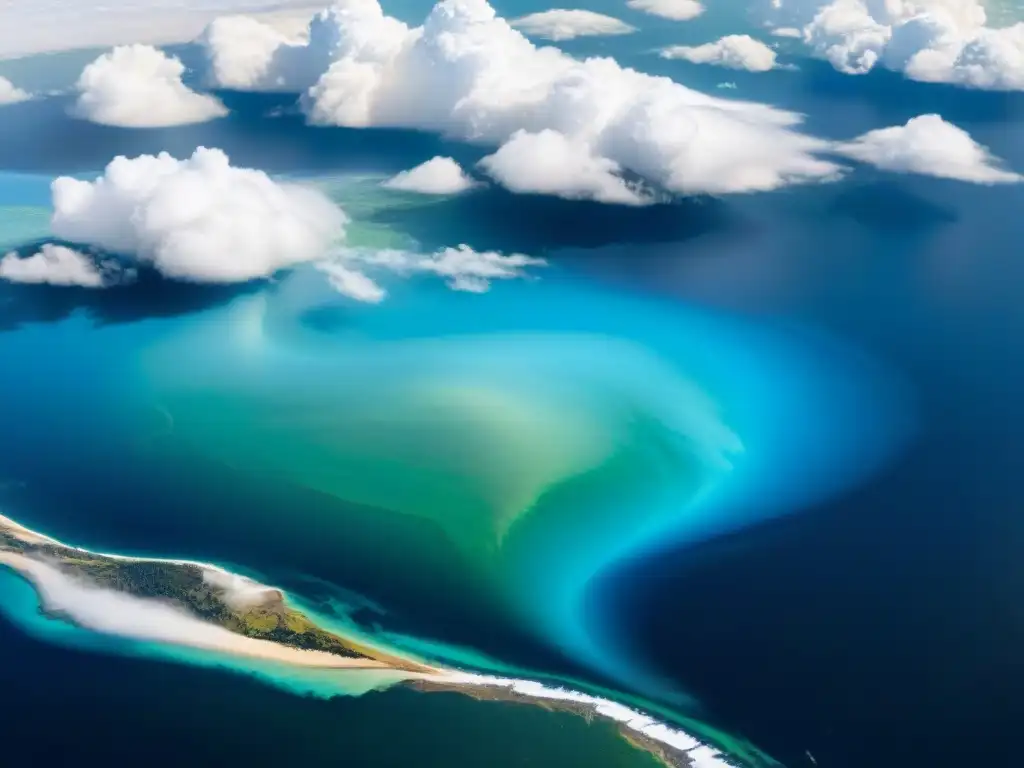 La majestuosidad de la Tierra desde el espacio, destacando sus patrones de nubes y continentes