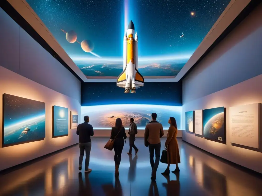 Majestuoso museo espacial iluminado, conservación historia museos espaciales