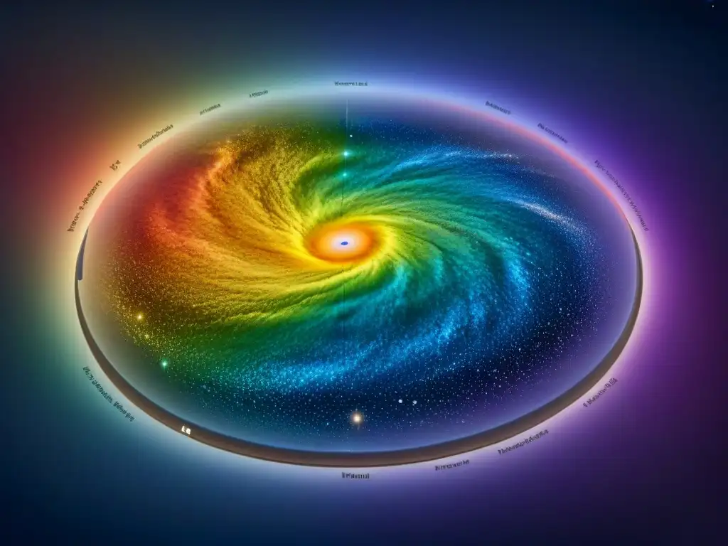 Mapa detallado de radiación cósmica de fondo Big Bang, con variaciones coloridas de temperatura en el universo