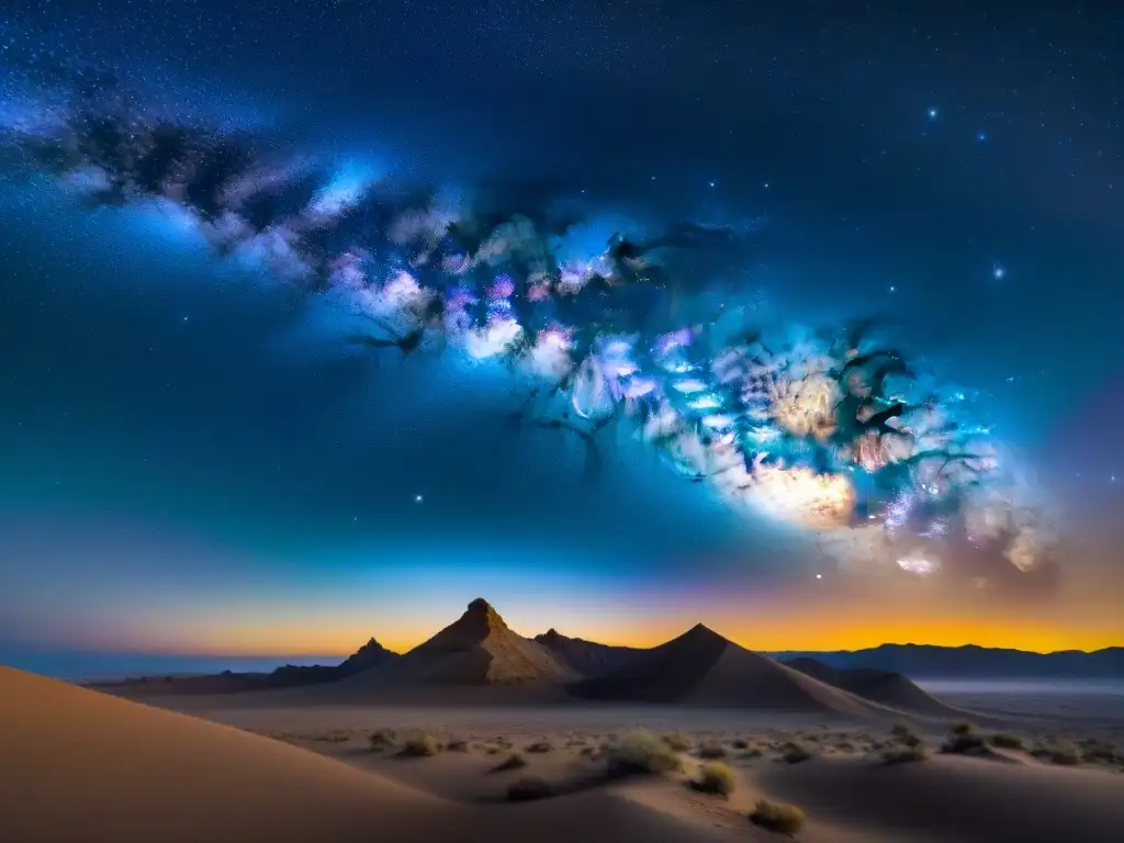 Maravillosa vista de la Vía Láctea desde un desierto remoto, ideal para entusiastas de la astronomía con el mejor software astronomía aficionados