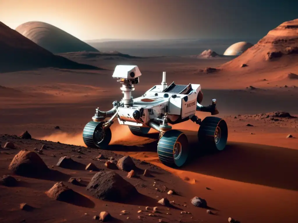 Exploración marciana con rover futurista destacando la Importancia de la robótica espacial