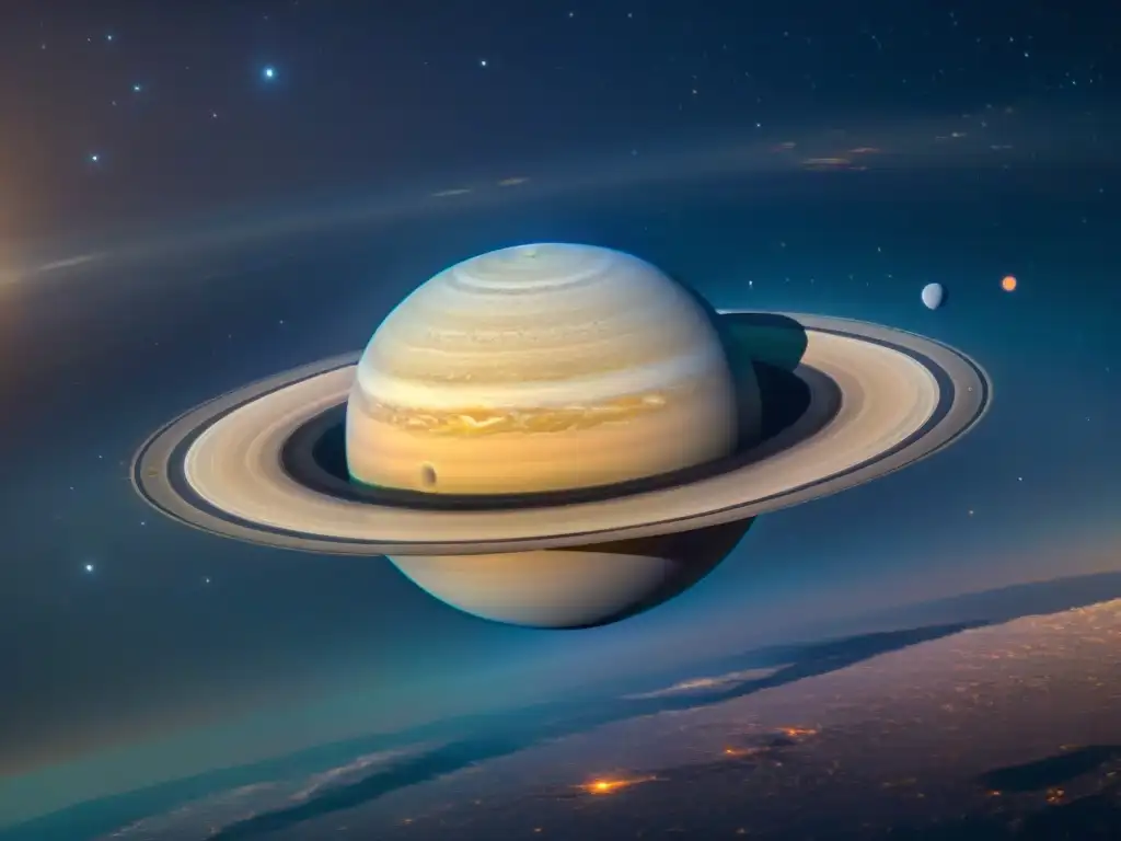 Misterios de los anillos de Saturno: Una vista hipnótica de los anillos, destacando su belleza celestial