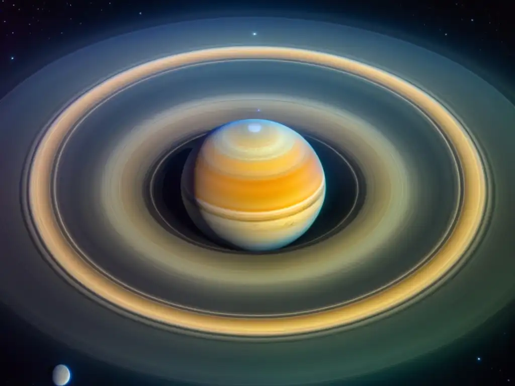 Descubriendo los misterios de Saturno: detalladas y majestuosas anillas con patrones de hielo y escombros rocosos en alta definición