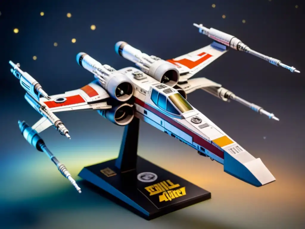 Modelo detallado de la nave XWing Fighter de Star Wars con todos sus detalles, ideal para coleccionistas de modelos de naves Star Wars