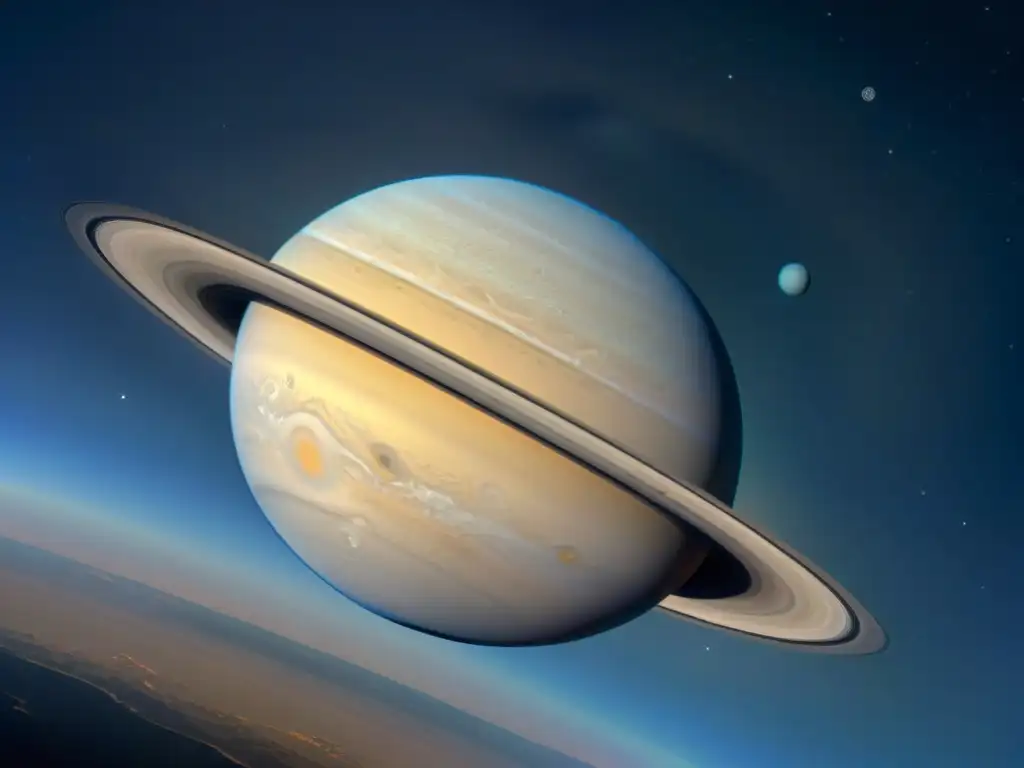 Nave Cassini explorando los misterios de Saturno entre sus majestuosos anillos helados