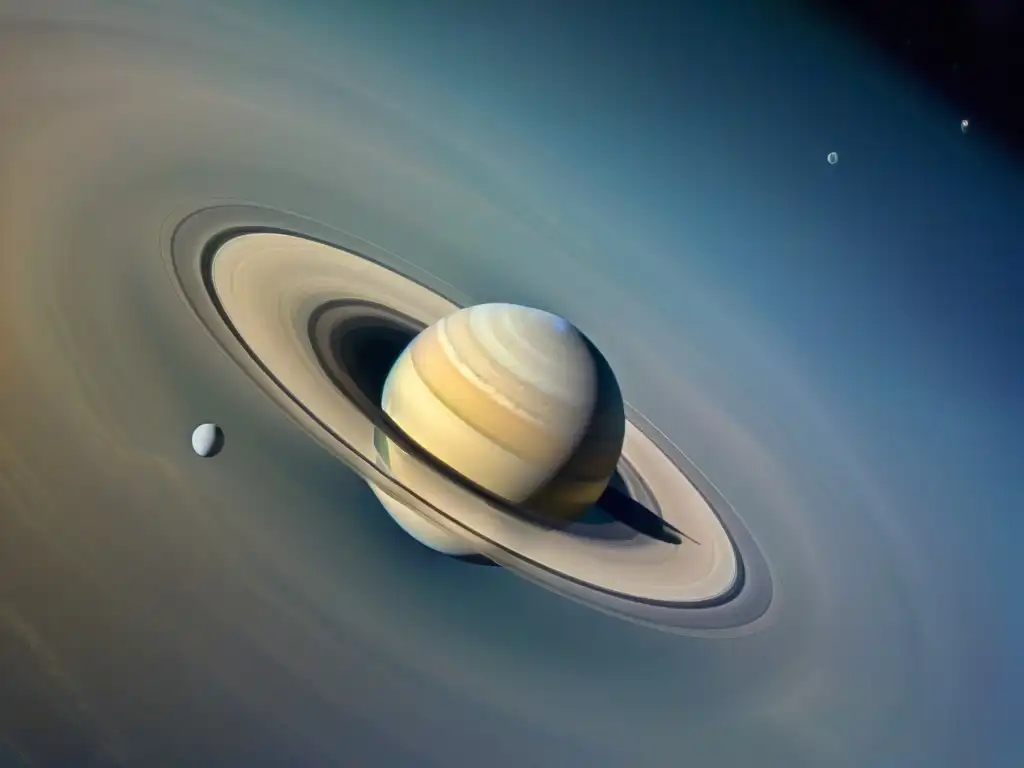 La nave espacial Cassini orbitando Saturno, revelando los misterios del gigante anillado