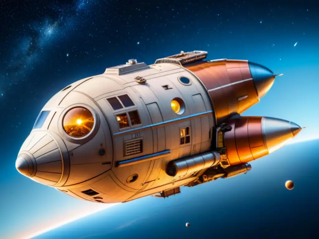 Nave espacial icónica de cine, la Serenity, flota en la vastedad del espacio, capturando la esencia de la exploración espacial y la aventura