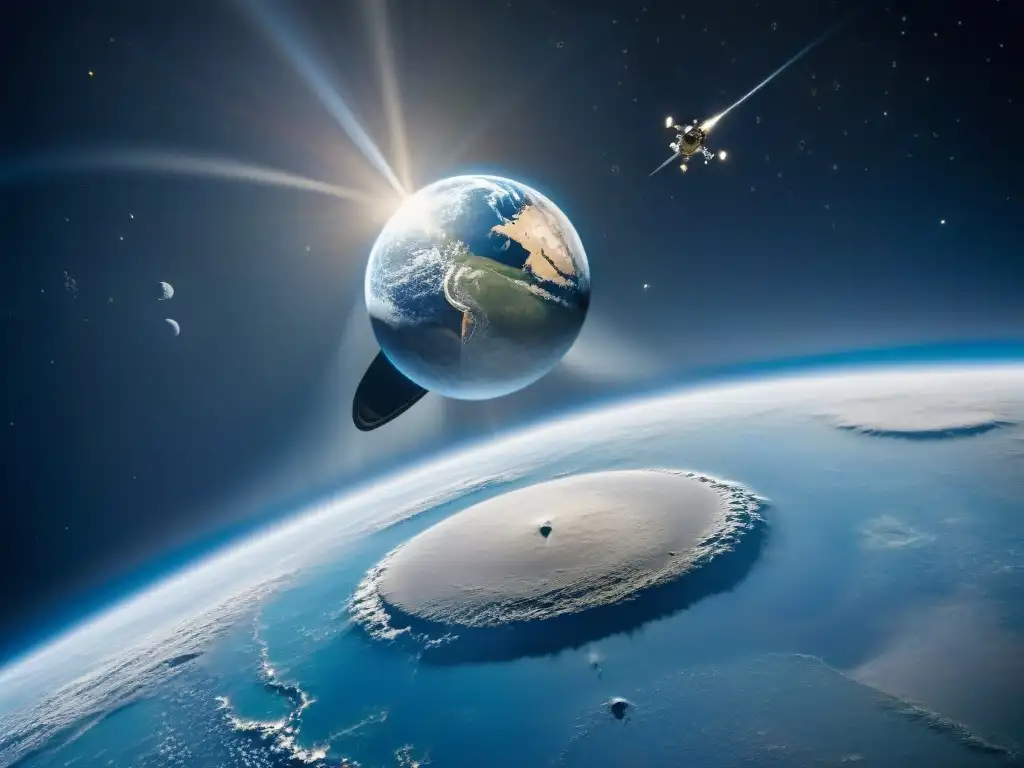 Exploración épica: Apollo 11 ascendiendo hacia la Luna La nave espacial del Apollo 11 ascendiendo majestuosamente hacia la luna en la misión de exploración lunar, rodeada de estrellas en el vasto espacio