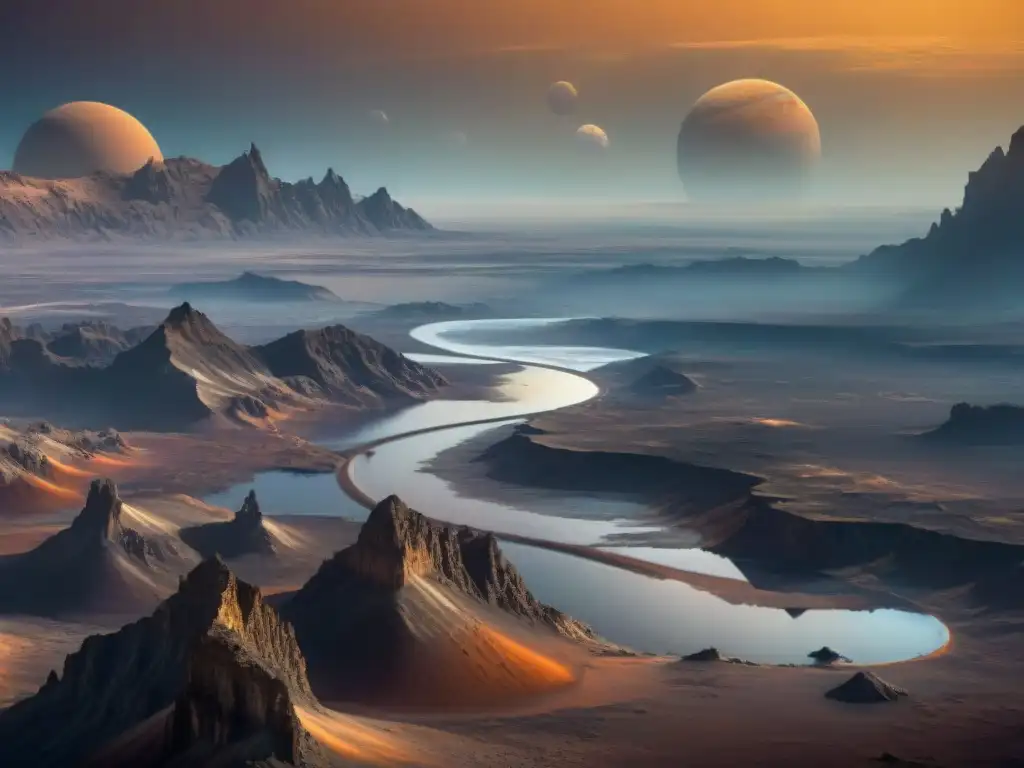 Un paisaje surrealista en Titán, la luna más grande de Saturno, destacando los paralelismos entre Titán y Tierra