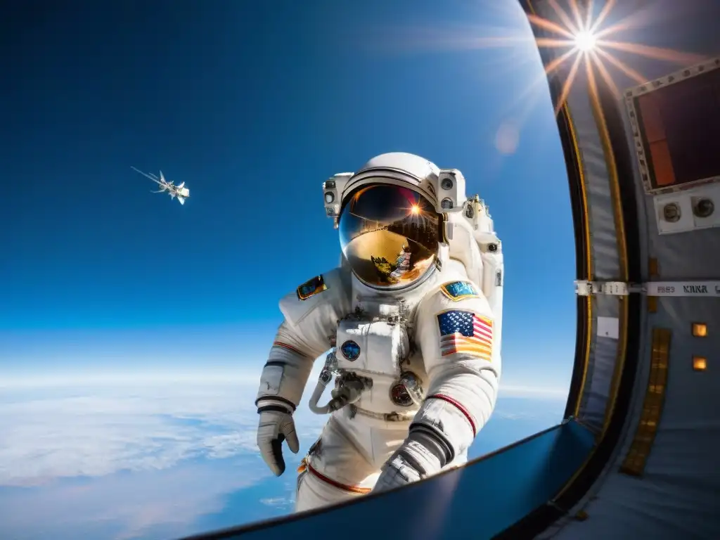 Luca Parmitano en histórica caminata espacial, ajustando equipo frente a la Tierra desde la Estación Espacial Internacional