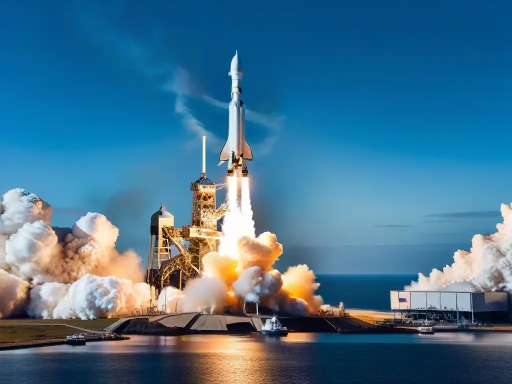 Pilotos del Dragon Endeavour SpaceX despegando hacia el espacio, transmitiendo inspiración y el espíritu pionero de la exploración espacial