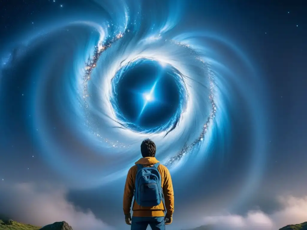 Un portal interdimensional en un cosmos vibrante, evocando los mundos alternativos en Donnie Darko