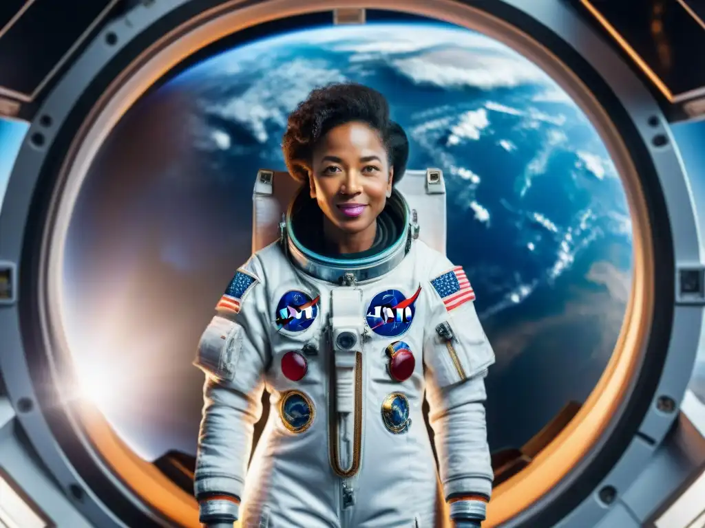 La primera mujer afroamericana en el espacio flota graciosamente en el transbordador espacial, con la Tierra de fondo, en una misión épica