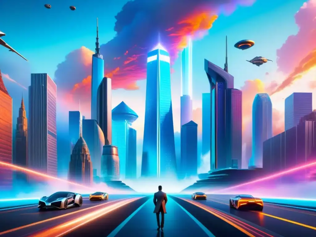 Metrópolis futurista: explorando realidades alternas Explorando realidades alternativas en una futurista ciudad llena de tecnología y ciencia ficción