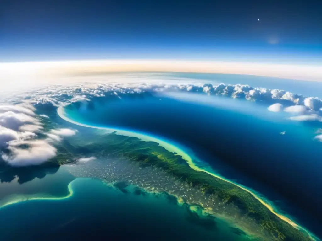 Maravilla desde el espacio: la Tierra en toda su belleza Reflexiones sobre la exploración espacial: La Tierra, vista desde el espacio con sus colores vibrantes y la fragilidad de nuestro planeta