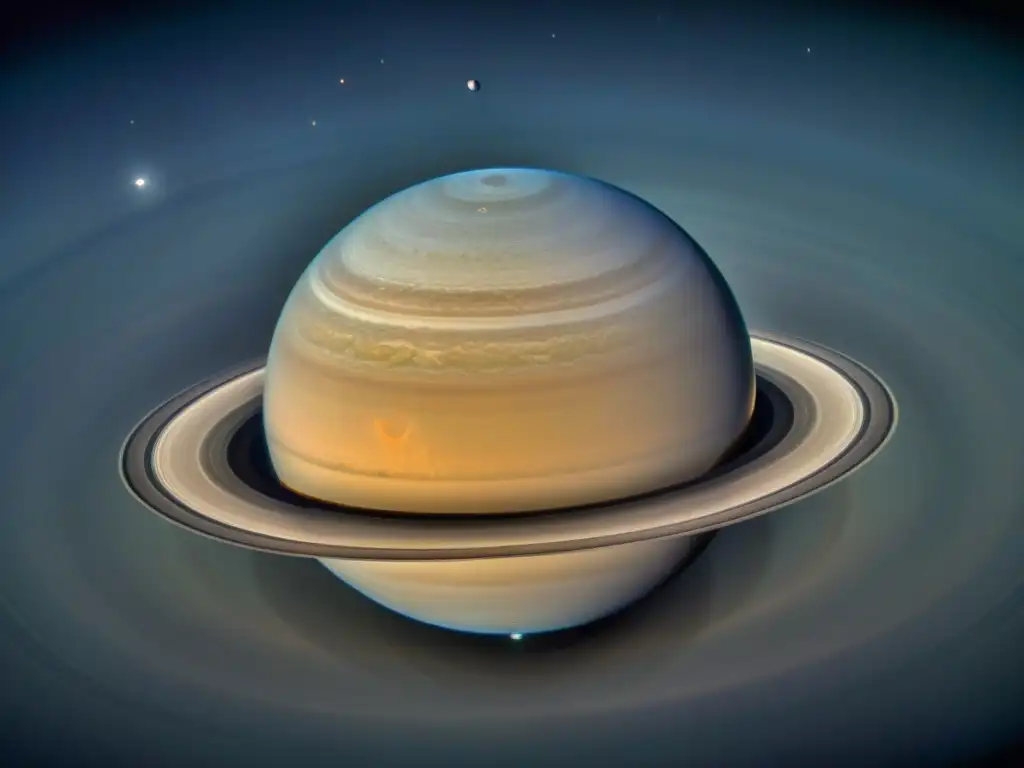 Un retrato celestial de los anillos de Saturno y sus lunas heladas, reflejando secretos lunas heladas Saturno