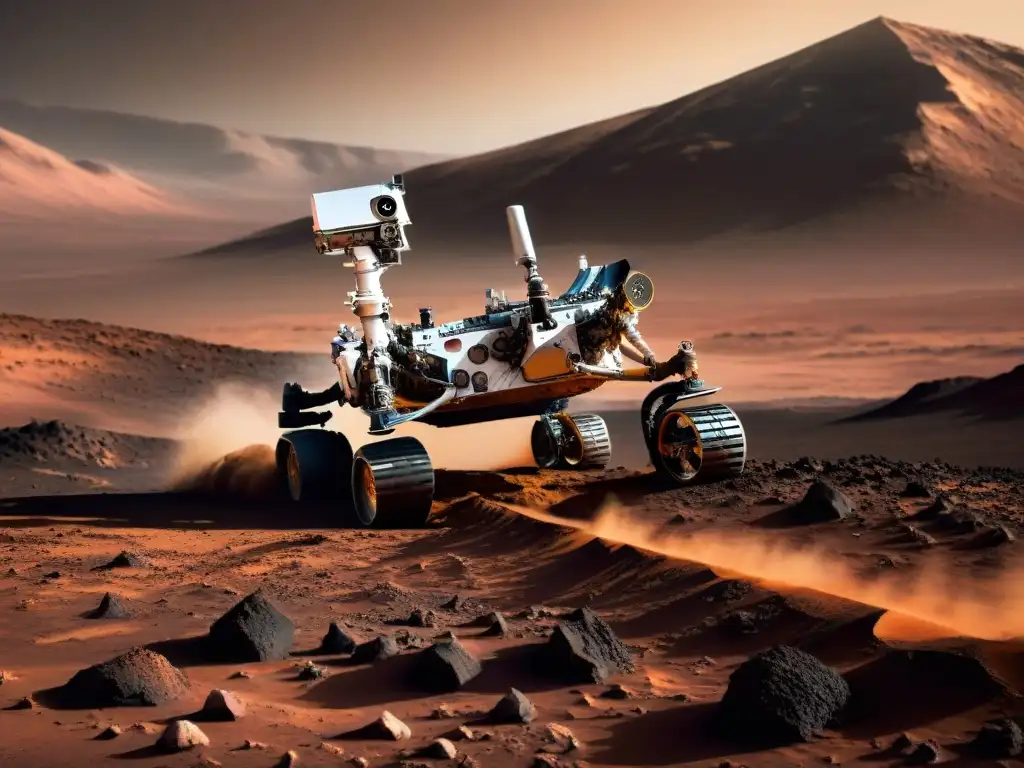 El rover Curiosity explorando Marte en busca de posibilidad de vida en el planeta rojo