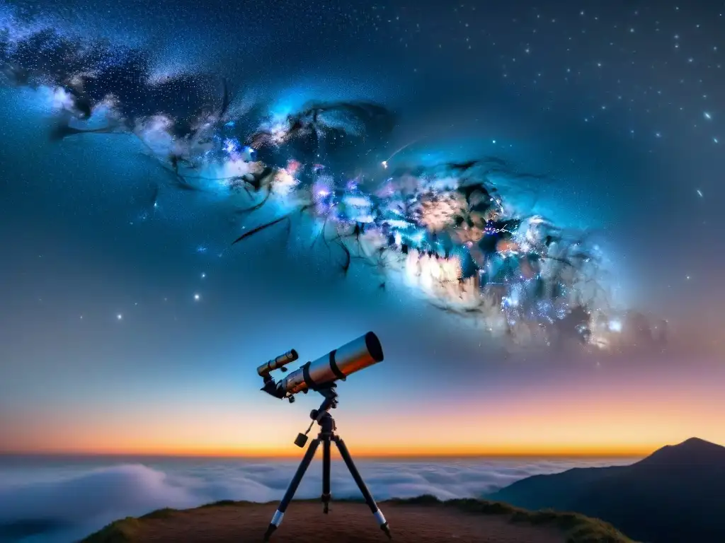 Explorando estrellas variables: detallada imagen astronómica Telescopio observando estrellas variables en el universo, rodeado de equipo astronómico avanzado