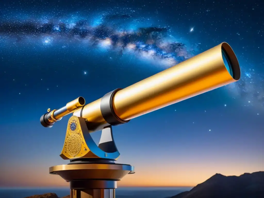 Telescopio de Galileo Galilei revelando descubrimientos astronómicos en la noche estrellada