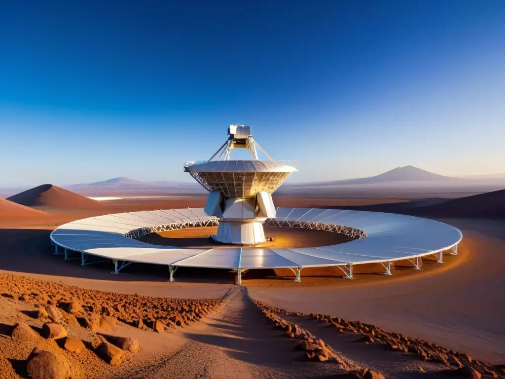 Telescopios avanzados descubrimientos espaciales: Red de antenas del telescopio ALMA en el desierto de Atacama, Chile