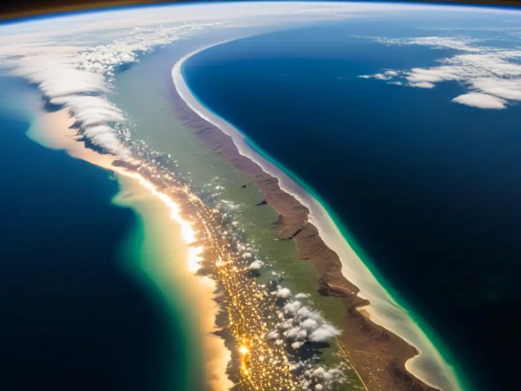 Fotografía de la Tierra desde el espacio, con Terry Virts, mostrando un paisaje impresionante de océanos, nubes y tierras