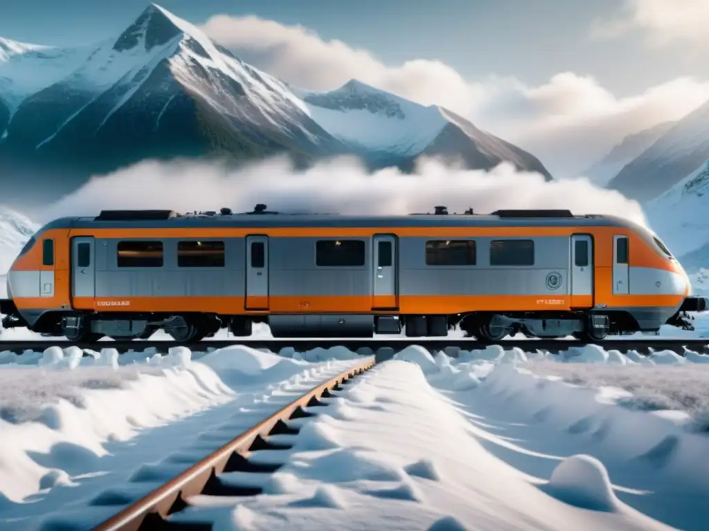 Un tren futurista avanza veloz por un paisaje nevado, mostrando diferentes clases sociales, reflejando la crítica social de Snowpiercer