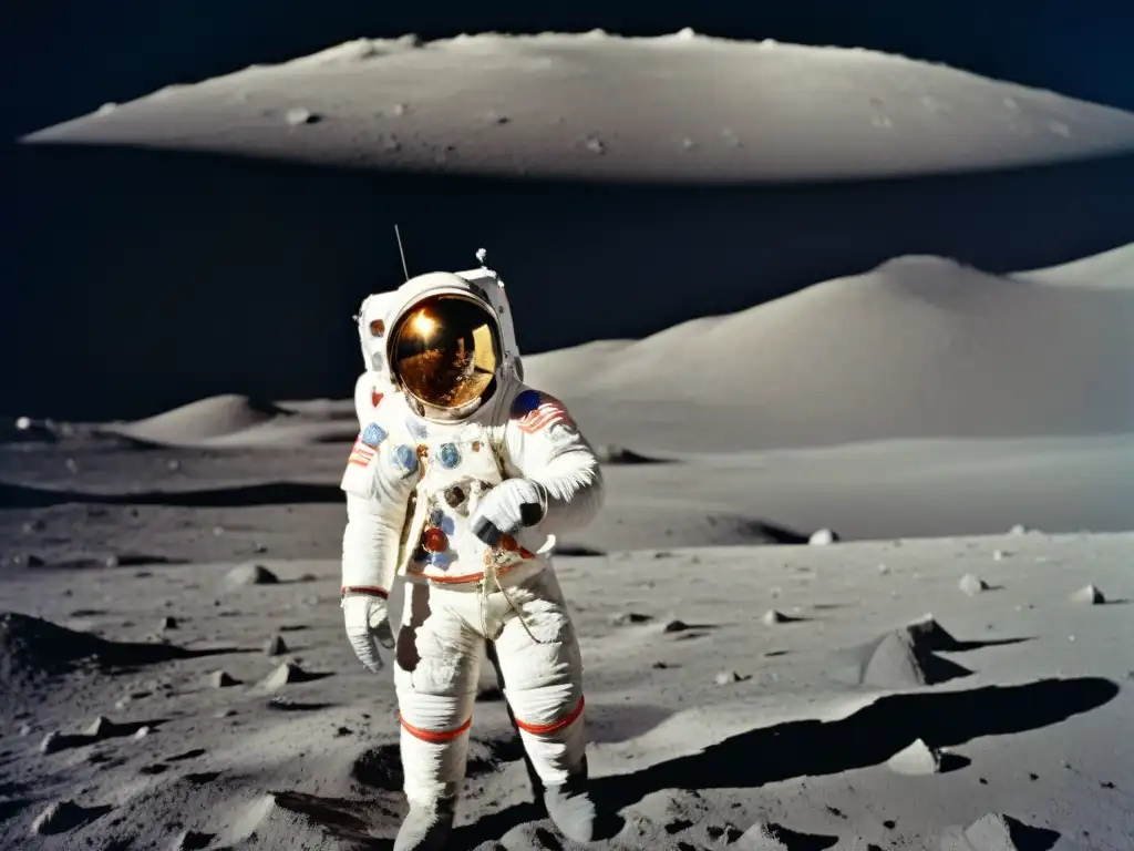 Último humano en la Luna: Gene Cernan maravillado ante la grandeza lunar Gene Cernan, el último hombre en la Luna, se asombra ante el paisaje lunar en la misión Apollo 17