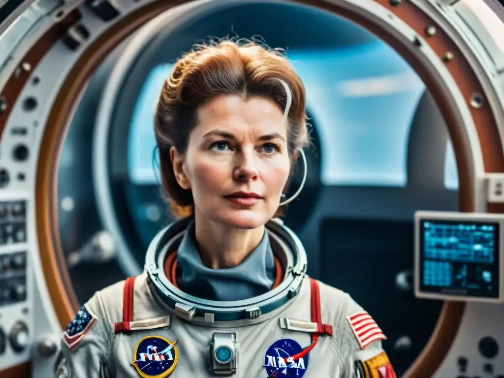 Valentina Tereshkova, mujer astronauta, flota en la Vostok 6 con determinación y asombro al ver la Tierra desde el espacio