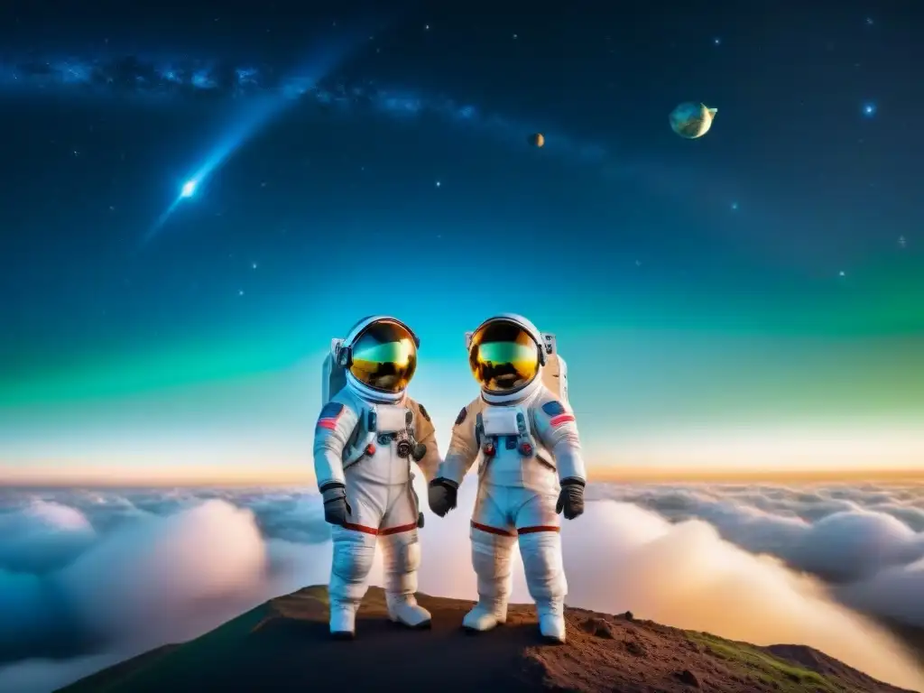 Un viaje espacial de ensueño para niños: flotando juntos en el espacio, admirando la Tierra