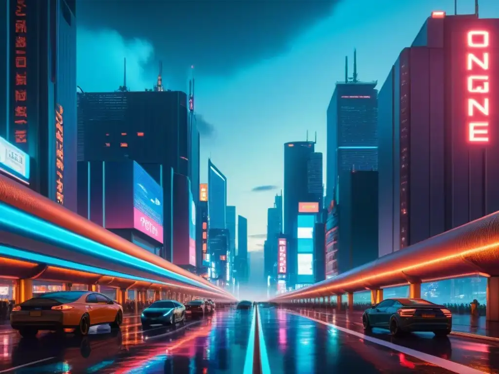 Futurista ciudad de neón: NeoTokyo inspirado en Akira Vibrante ciudad futurista inspirada en NeoTokyo de 'Akira'